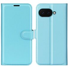 Per Google Pixel 9a Custodia per telefono in pelle con texture Litchi orizzontale e supporto (blu)