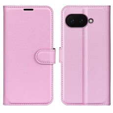 Per Google Pixel 9a Custodia per telefono in pelle con texture Litchi orizzontale con supporto (rosa)