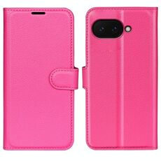 Per Google Pixel 9a Custodia per telefono in pelle con texture Litchi orizzontale con supporto (rosso rosa)