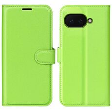 Per Google Pixel 9a Custodia per telefono in pelle con texture Litchi orizzontale e supporto (verde)