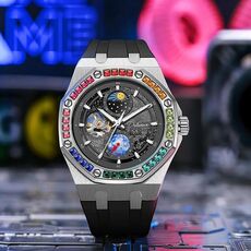 Orologio meccanico luminoso impermeabile Dulunwe 6030F 30m, colore: cinturino in silicone nero