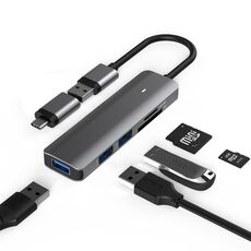Blueendless Dock di espansione di tipo C Stazione di docking HUB multifunzionale 5 in 1 USB3.0 x 3 + SD/TF3.0