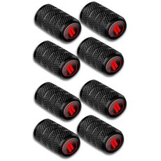 2 set di tappi valvola pneumatici in alluminio per modifica auto, stile: griglia a strisce rosse