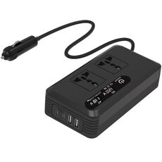 Gurxun Inverter per auto con doppio display digitale con 2 porte USB+2 porte di tipo C, spina universale 220 V