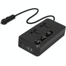 Gurxun Inverter per auto con doppio display digitale con 2 porte USB+2 porte di tipo C, spina universale 110 V