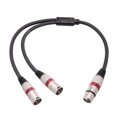 2055YMMF-05 Cavo audio XLR da 3 pin femmina a doppio maschio, lunghezza: 50 cm (nero + rosso)