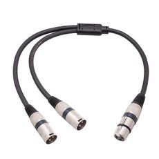 2055YMMF-05 Cavo audio XLR da 3 pin femmina a doppio maschio, lunghezza: 50 cm (nero)