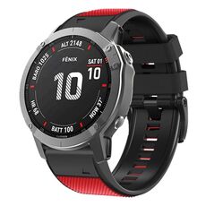 Per Garmin Fenix 7 Pro 22mm Fibbia a vite Diamond Texture Cinturino in silicone a due colori (rosso + nero)