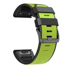 Per Garmin Fenix 7 Pro 22mm Fibbia a vite Diamond Texture Cinturino in silicone a due colori (verde lime + nero)