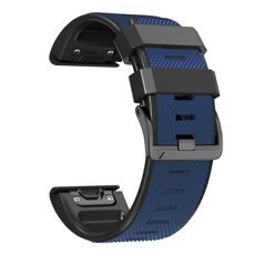 Per Garmin Fenix 7 Pro 22mm Fibbia a vite Diamond Texture Cinturino in silicone a due colori (blu scuro + nero)