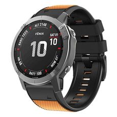 Per Garmin Fenix 7 Pro 26mm Fibbia a vite Diamond Texture Cinturino in silicone a due colori (arancione + nero)