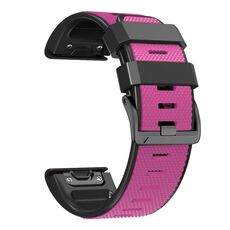 Per Garmin Fenix 7 Pro 26mm Fibbia a vite Diamond Texture Cinturino in silicone a due colori (rosa + nero)
