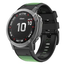 Per Garmin Fenix 7 Pro 26mm Fibbia a vite Diamond Texture Cinturino in silicone a due colori (verde militare + nero)