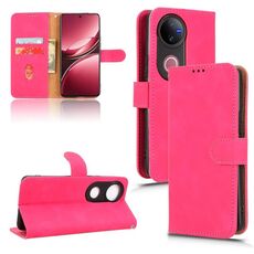 Per vivo V50 Custodia in pelle magnetica con chiusura magnetica Skin Feel (rosso rosa)