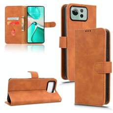 Per ASUS Zenfone 12 Ultra Skin Feel Custodia magnetica in pelle Flip (marrone)