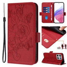 Per Honor X8c 4G Global Embossed Rose RFID Antifurto Custodia in Pelle per Telefono (Rosso)