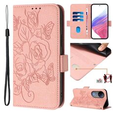 Per vivo V50 5G Global Embossed Rose RFID Anti-theft Custodia in pelle per telefono (rosa)