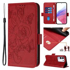 Per vivo Y29 4G Global Embossed Rose RFID Anti-furto Custodia in pelle per telefono (rosso)