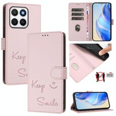 Per Honor X8c 4G Global Smile Embossing RFID Custodia in pelle per telefono (rosa)