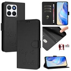 Per Honor X8c 4G Global Smile Embossing RFID Custodia in pelle per telefono (nero)