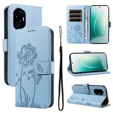 Custodia in pelle flip con motivo in rilievo a forma di dente di leone per Honor 300 (blu cielo)