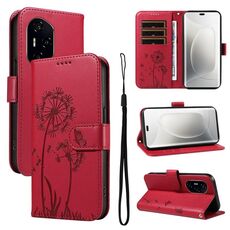 Per Honor 300 Pro / 300 Ultra Custodia in pelle con motivo in rilievo di tarassaco (rosso)