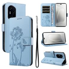 Per Honor 300 Pro / 300 Ultra Custodia in pelle con motivo in rilievo di tarassaco (blu cielo)
