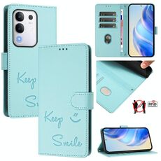 Per vivo Y29 4G Global Smile Embossing RFID Custodia in pelle per telefono (verde menta)