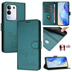 Per vivo Y29 4G Global Smile Embossing RFID Custodia in pelle per telefono (verde pavone)