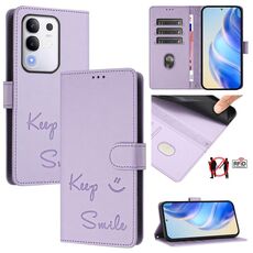 Per vivo Y29 4G Global Smile Embossing RFID Custodia in pelle per telefono (viola chiaro)