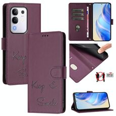 Per vivo Y29 4G Global Smile Embossing RFID Custodia in pelle per telefono (viola)