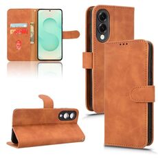 Per Samsung Galaxy S25 Edge 5G Custodia in pelle magnetica con effetto pelle (marrone)