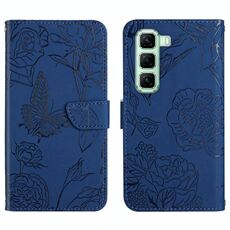 Custodia in pelle flip con motivo a farfalla per Infinix Hot 50 5G (blu)