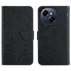 Per Tecno Pop 9 4G / Spark Go 2025 4G Custodia in pelle con motivo a farfalla in rilievo (nero)