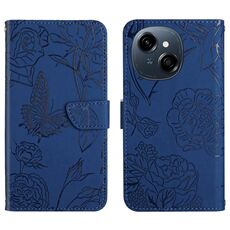 Per Tecno Pop 9 4G / Spark Go 2025 4G Custodia in pelle con motivo a farfalla in rilievo (blu)