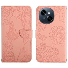 Per Tecno Pop 9 4G / Spark Go 2025 4G Custodia in pelle con motivo a farfalla in rilievo (rosa)