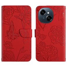 Per Tecno Pop 9 4G / Spark Go 2025 4G Custodia in pelle con motivo a farfalla in rilievo (rosso)