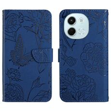 Per Tecno Spark 30 5G Custodia in pelle con motivo a farfalla in rilievo (blu)