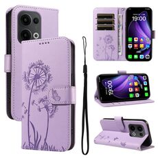 Per OPPO Reno13 Global Dandelion Embossed Pattern Flip Custodia in pelle per telefono (viola)