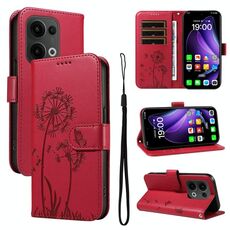 Per OPPO Reno13 Global Dandelion Embossed Pattern Flip Custodia in pelle per telefono (rosso)