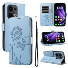 Per OPPO Reno13 Global Dandelion Embossed Pattern Flip Custodia in pelle per telefono (blu cielo)