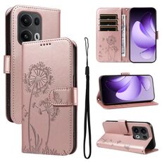 Per OPPO Reno13 Pro Custodia per telefono in pelle con motivo in rilievo a dente di leone (oro rosa)