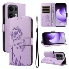 Per OPPO Reno13 Pro Custodia per telefono in pelle con motivo in rilievo a dente di leone (viola)