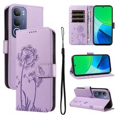 Per vivo Y19S 4G Global Dandelion Embossed Pattern Flip Custodia in pelle per telefono (viola)