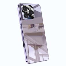 Per iPhone 15 Pro Max Custodia per telefono antiurto con airbag a copertura totale e cristalli di ghiaccio galvanizzati (viola)