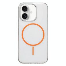 Per iPhone 16 Custodia per telefono MagSafe sottile in PC trasparente (arancione)