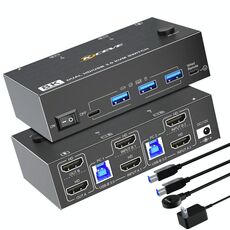 KC-KVM8202 8K 60Hz USB3.0 / HDMI 2 porte doppio monitor KVM Switch, spina USA