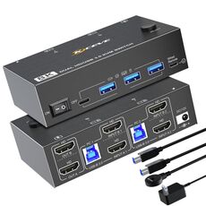 KC-KVM8202 8K 60Hz USB3.0 / HDMI 2 porte doppio monitor KVM Switch, spina UE