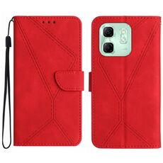 Per Infinix Hot 50i 4G Custodia per telefono in pelle goffrata con cuciture (rosso)