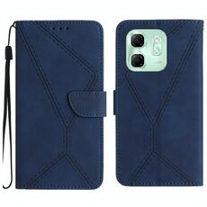 Per Infinix Hot 50i 4G Custodia per telefono in pelle goffrata con cuciture (blu)